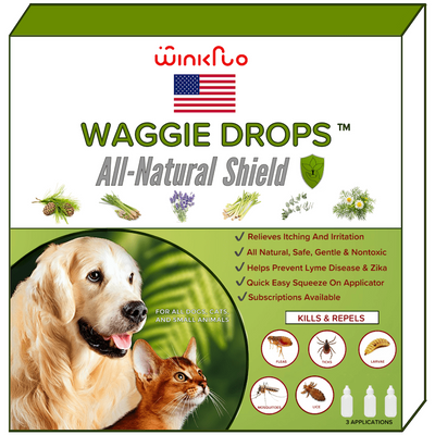 Waggie Drops Natural Anti Flea Tick Mosquito Spot Ons SAFEST 5 Months Topical Protection