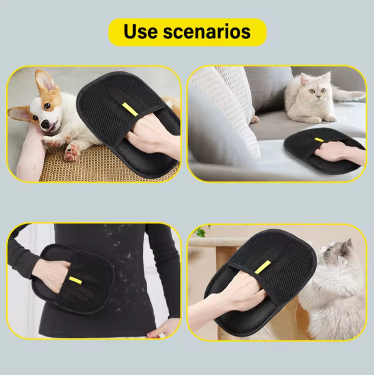 WagMitt shown cleaning upholstery and clothing
